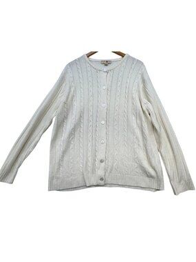 Vintage Turtle Bay Womens Cable Knit Crewneck Cardigan Sweater Size XL Cream